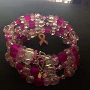 Handmade Breast Cancer Awareness Coil Bracelet